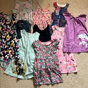Set of 10 Girls Dresses Sizes 7-8 - Multicolor Collection
